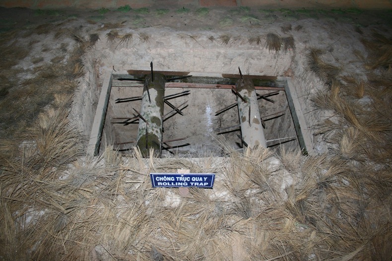 The tunnels were often rigged with explosive booby traps or punji stake pits.